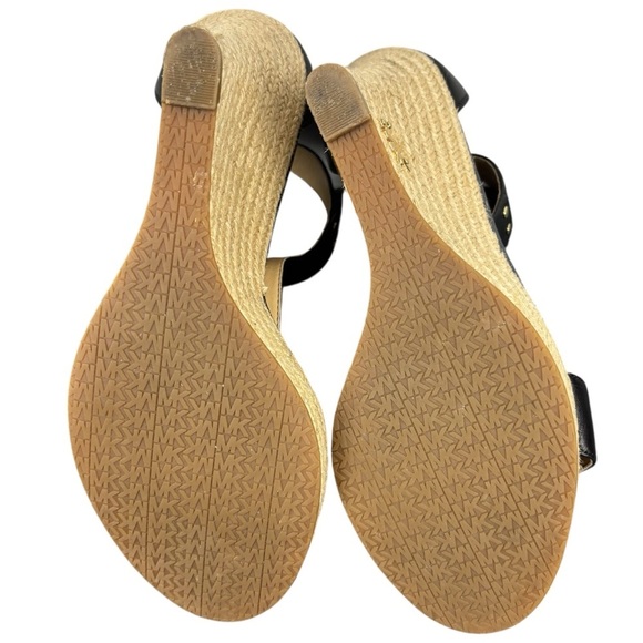 Michael Kors Black T-Strap Women's Wedge Sandals Size 7.5 - Picture 7 of 11